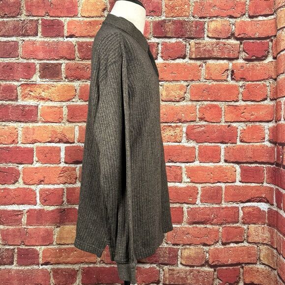 Pierre Cardin Men's XL Brown Striped Long Sleeve 1/4 Two Button Collared Sweater - Picture 5 of 9